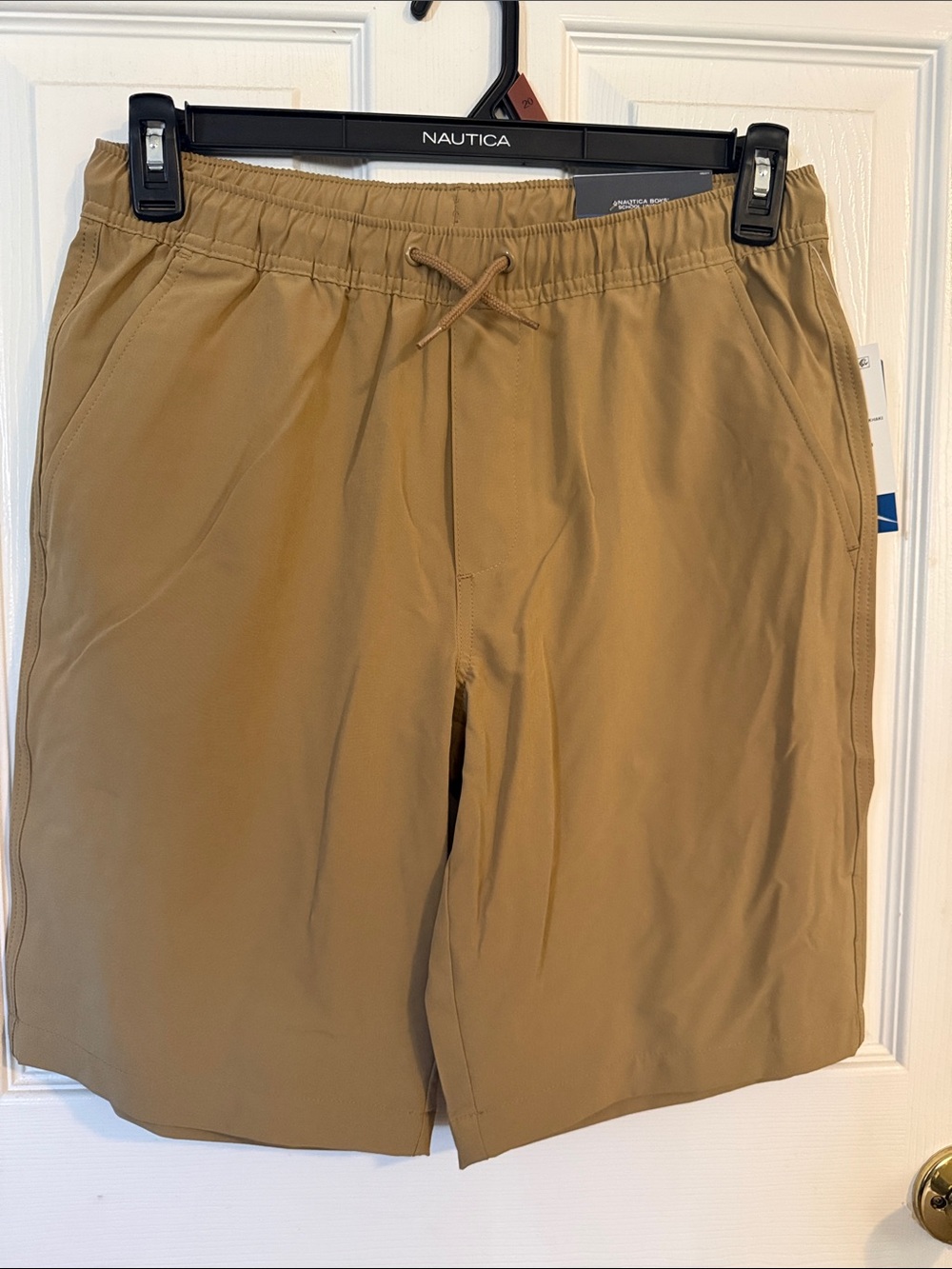 Nautica Men’s Tan Elastic-Waist Drawstring Hybrid Shorts